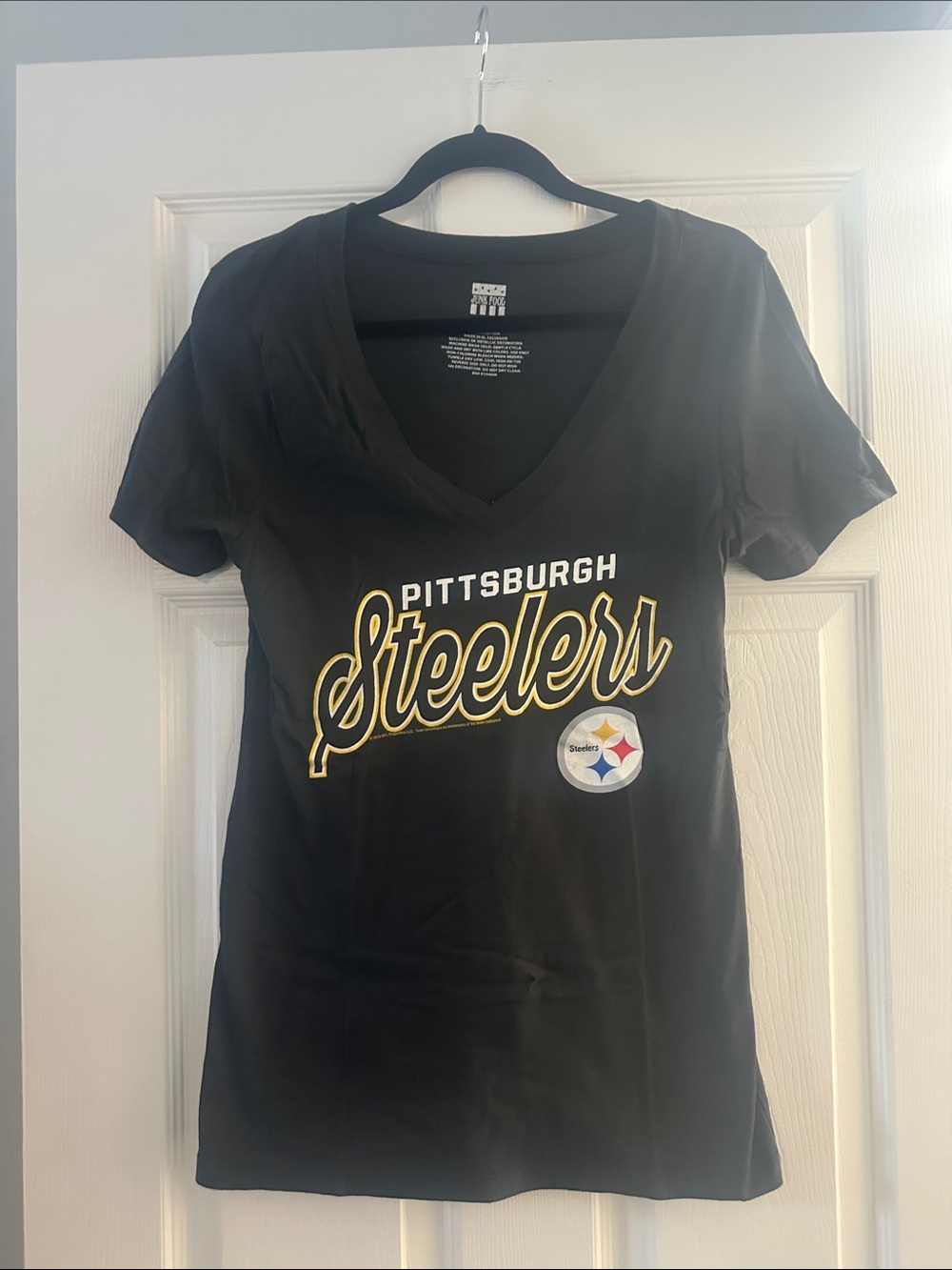 Junk Food Clothing Black Pittsburgh Steelers Short Sleeve Tee